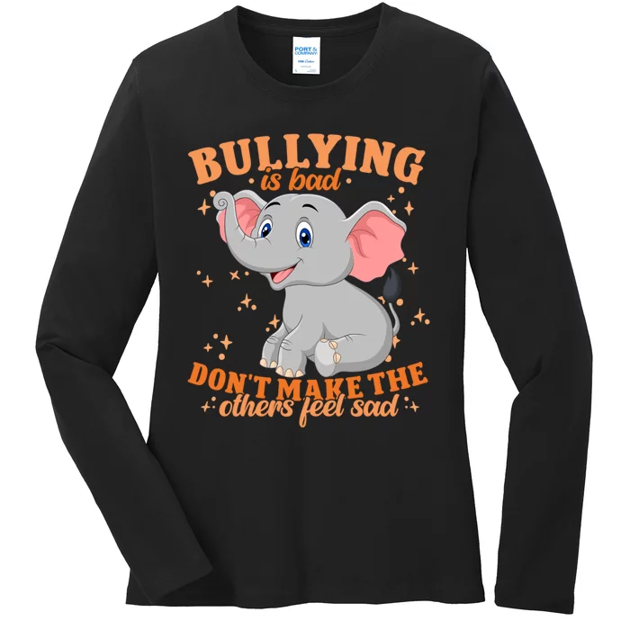 Elephant Anti Bullying Awareness Month Ladies Long Sleeve Shirt