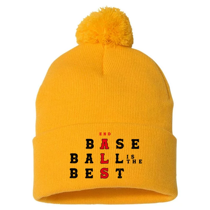 End Als Baseball Is The Best Baseball Lover Baseball Team Pom Pom 12in Knit Beanie