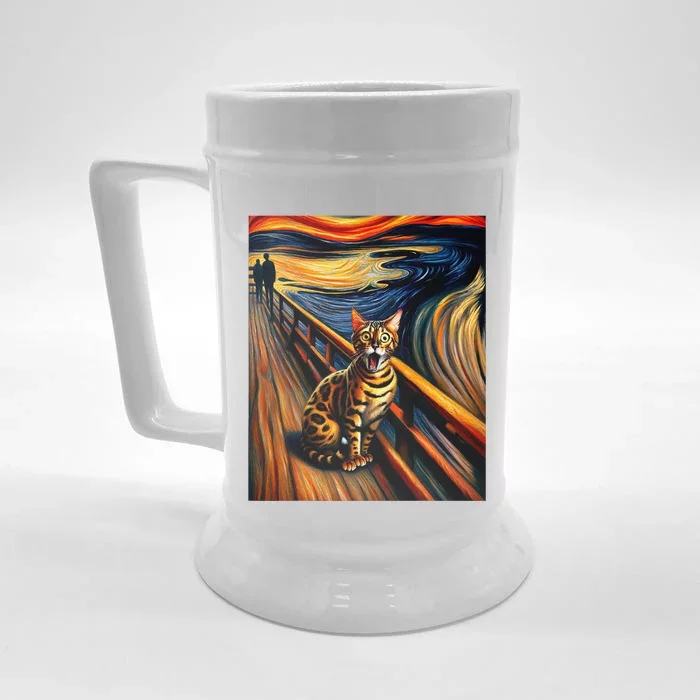 Expressionist Artsy Bengal Cat Artistic Bengal Cat Front & Back Beer Stein