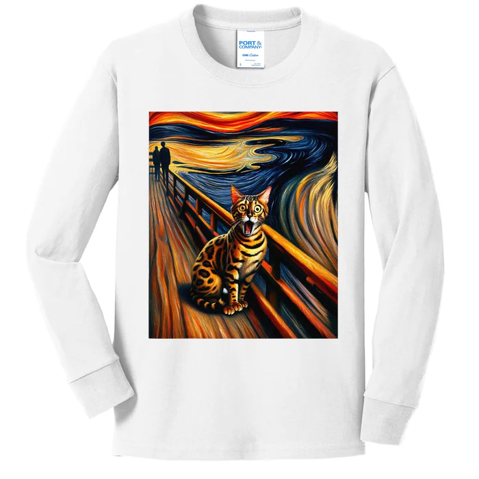 Expressionist Artsy Bengal Cat Artistic Bengal Cat Kids Long Sleeve Shirt