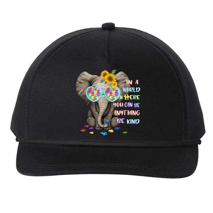 Elephant Autism Be Kind Autism Awareness Snapback Five-Panel Rope Hat