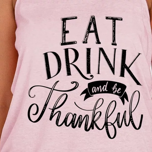 Eat And Be Thankful Cool Thanksgiving Turkey Grateful Cool Gift Women's Knotted Racerback Tank