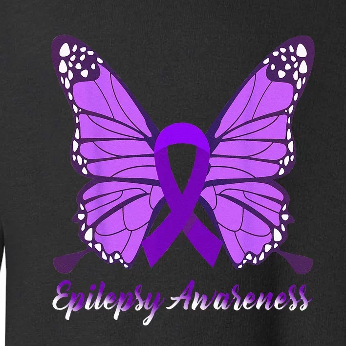 Epilepsy Awareness Butterfly Purple Ribbon Epilepsy Support Toddler Sweatshirt