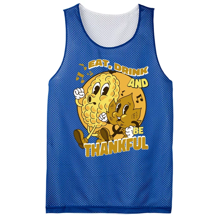 Eat And Be Thankful Season Thanksgiving Gift Mesh Reversible Basketball Jersey Tank