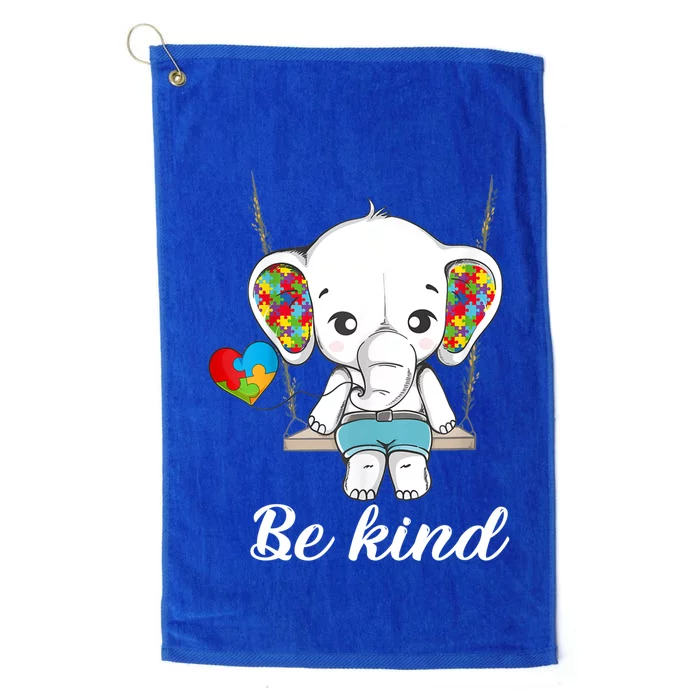 Elephant Autistic Be Kind Sign Language Autism Awareness Gift Platinum Collection Golf Towel