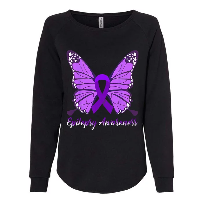 Epilepsy Awareness Butterfly Purple Ribbon Epilepsy Support Womens California Wash Sweatshirt