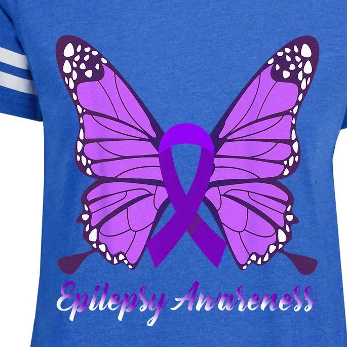 Epilepsy Awareness Butterfly Purple Ribbon Epilepsy Support Enza Ladies Jersey Football T-Shirt