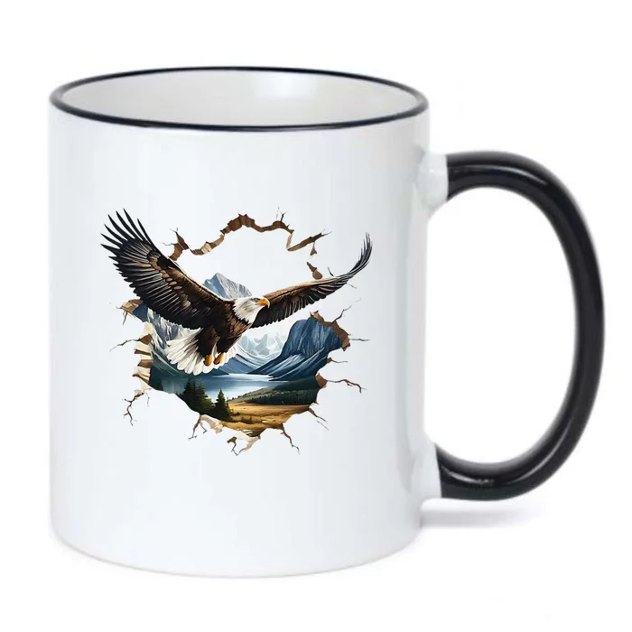 Elegant American Bald Eagle In Flight Photo Portrait Black Color Changing Mug