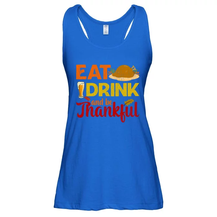 Eat And Be Thankful Thanksgiving Family Turkey Day Cute Gift Ladies Essential Flowy Tank