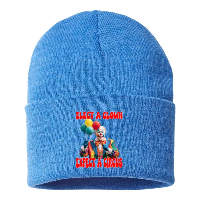 Elect A Clown Expect A Circus Anti Joe Biden President Funny Cool Gift Sustainable Knit Beanie