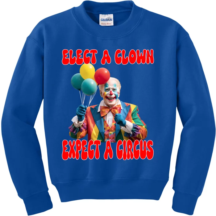 Elect A Clown Expect A Circus Anti Joe Biden President Funny Cool Gift Kids Sweatshirt