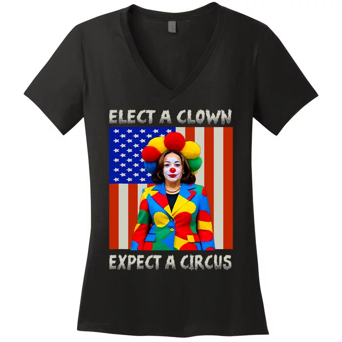 Elect A Clown Expect A Circus Anti Kamala Harris Women's V-Neck T-Shirt