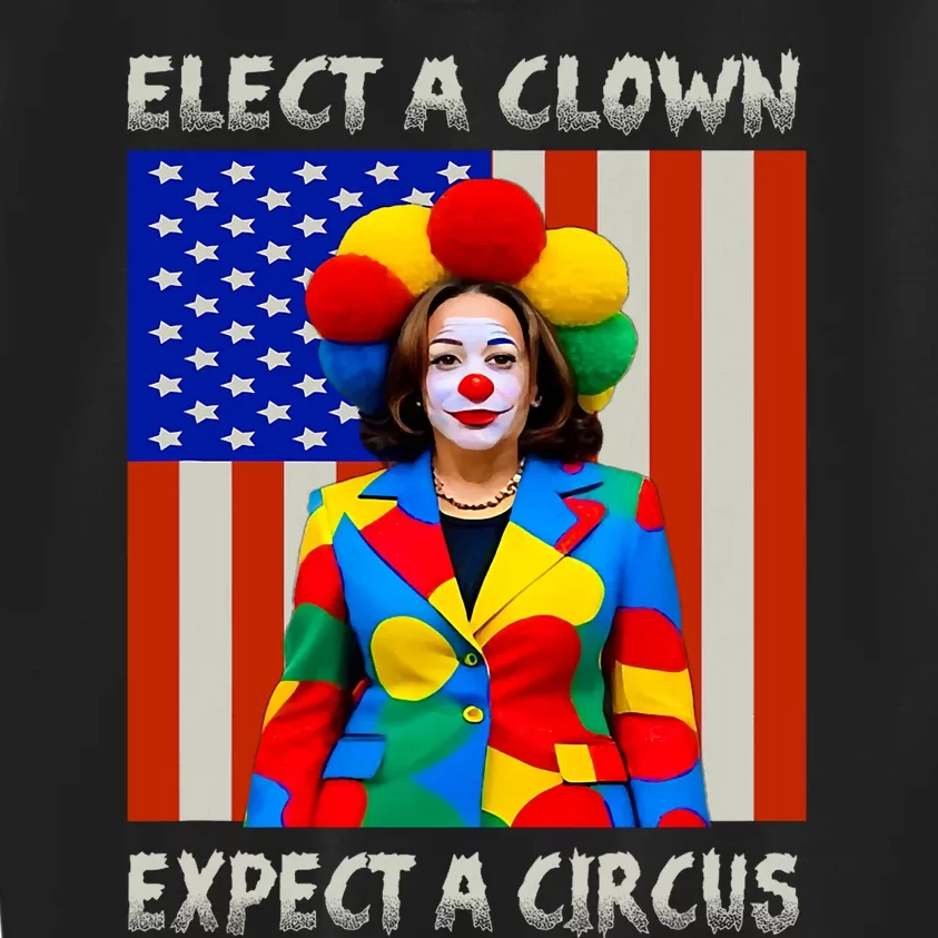 Elect A Clown Expect A Circus Anti Kamala Harris Kids Sweatshirt