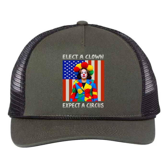 Elect A Clown Expect A Circus Anti Kamala Harris Retro Rope Trucker Hat Cap