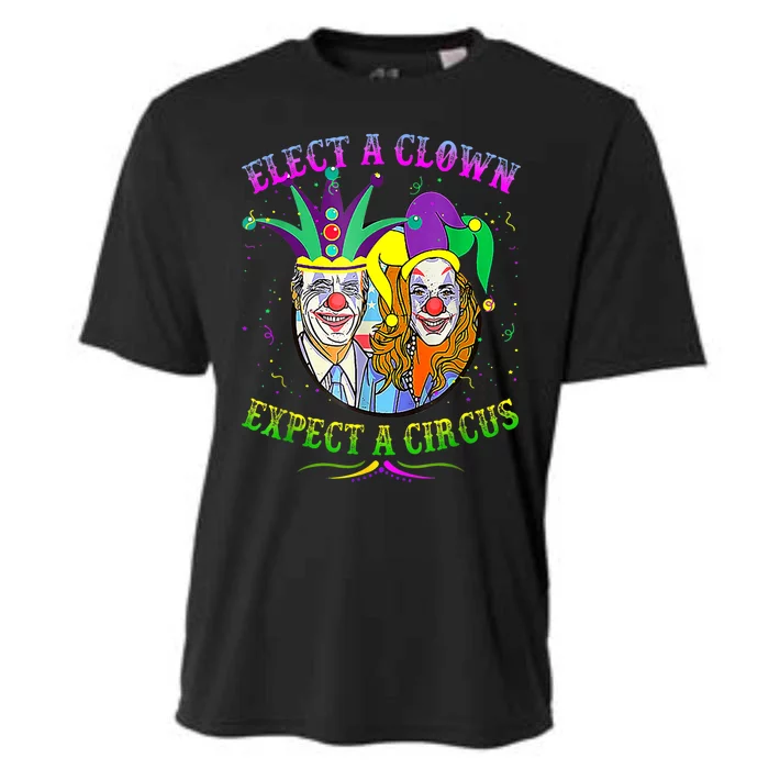 Elect A Clown Expect A Circus Funny Anti Biden Mardi Gras Cooling Performance Crew T-Shirt