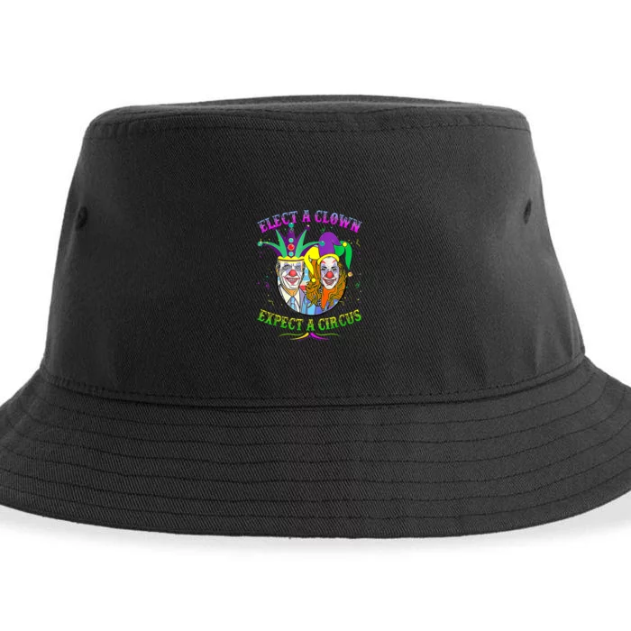 Elect A Clown Expect A Circus Funny Anti Biden Mardi Gras Sustainable Bucket Hat