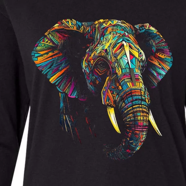 Elephant Animal Colourful Zoo Art Elephant Womens Cotton Relaxed Long Sleeve T-Shirt