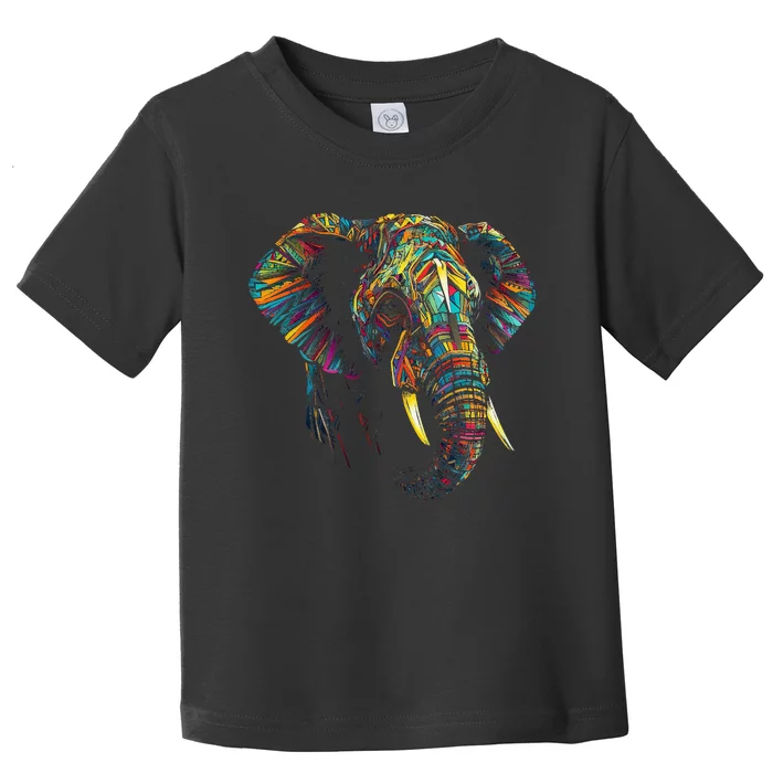 Elephant Animal Colourful Zoo Art Elephant Toddler T-Shirt