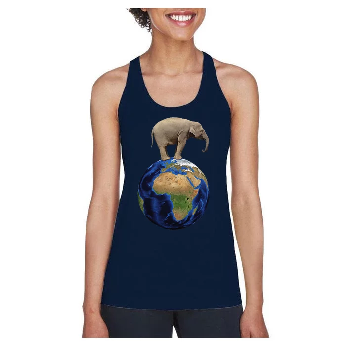 Elephant Animal Conservation Earth Day Planet Nature Women's Racerback Tank