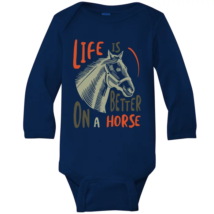 Equestrian And Cow Saying For Horse Lover Gift Baby Long Sleeve Bodysuit