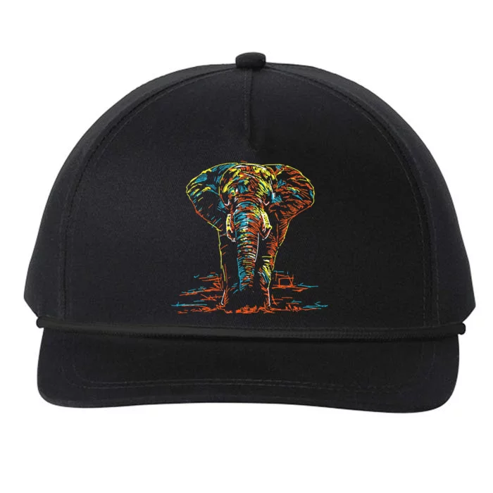 Elephant Abstract Colorful Print Elefante Snapback Five-Panel Rope Hat