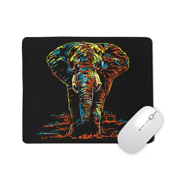 Elephant Abstract Colorful Print Elefante Mousepad