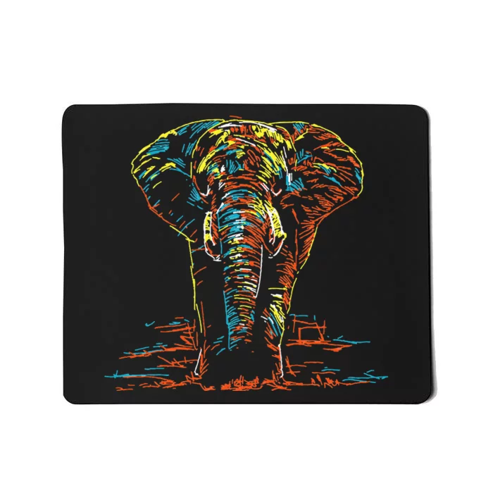 Elephant Abstract Colorful Print Elefante Mousepad