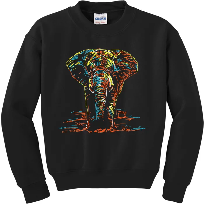 Elephant Abstract Colorful Print Elefante Kids Sweatshirt