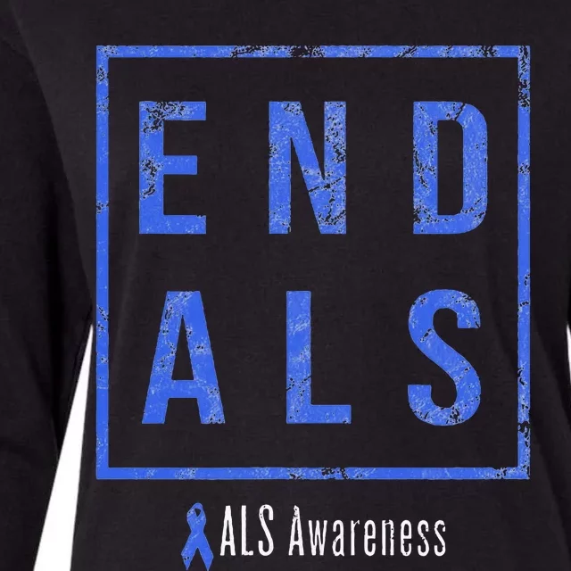 End Als Distressed Als Awareness Womens Cotton Relaxed Long Sleeve T-Shirt