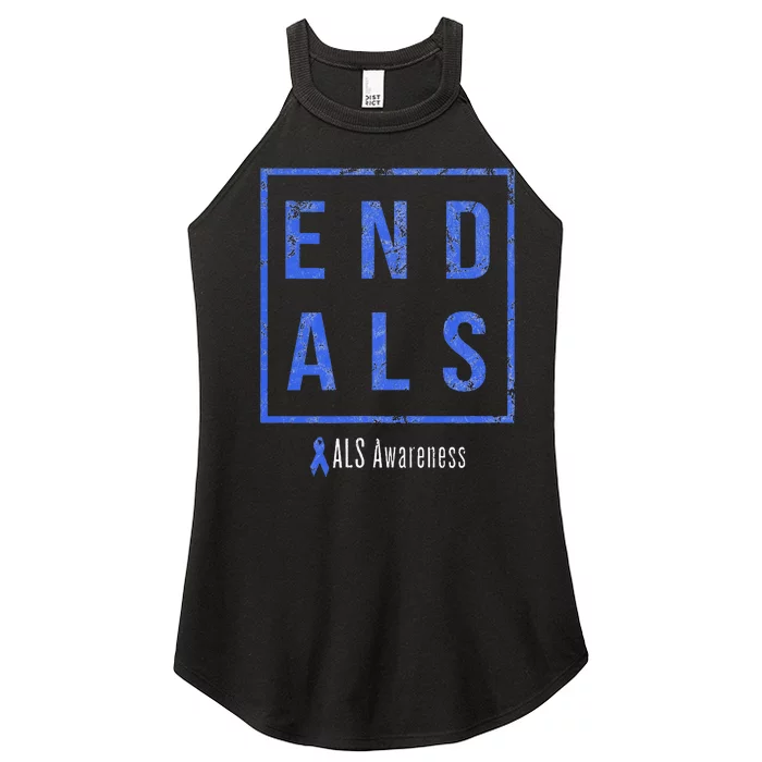 End Als Distressed Als Awareness Women’s Perfect Tri Rocker Tank