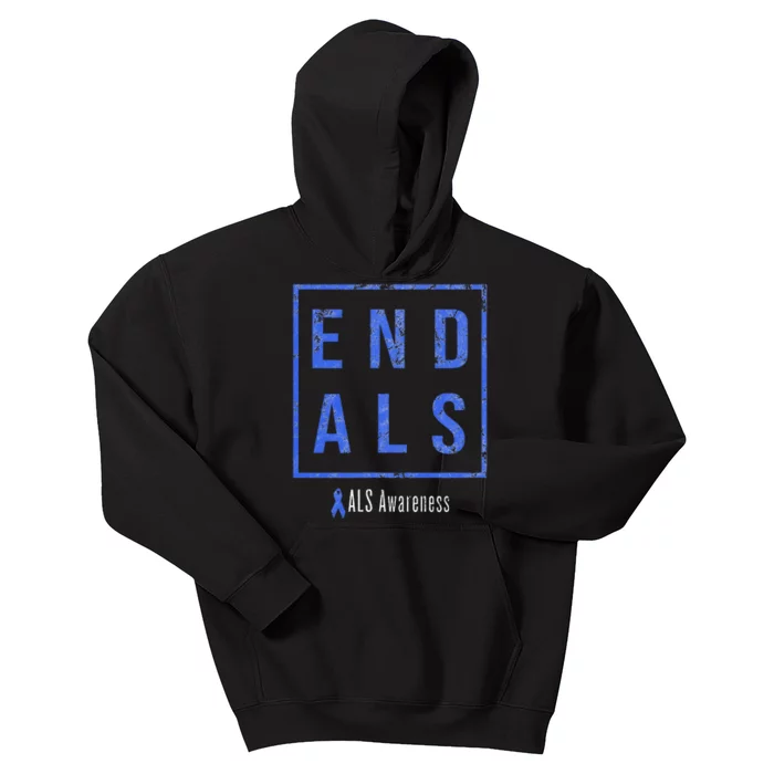 End Als Distressed Als Awareness Kids Hoodie