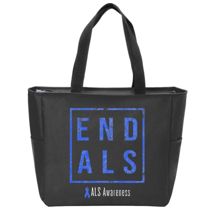 End Als Distressed Als Awareness Zip Tote Bag