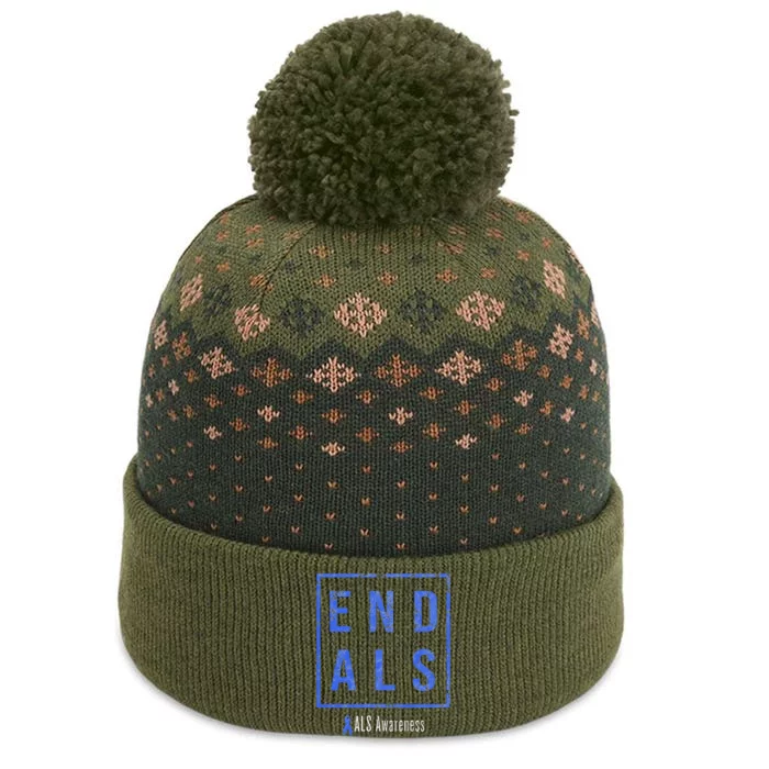 End Als Distressed Als Awareness The Baniff Cuffed Pom Beanie