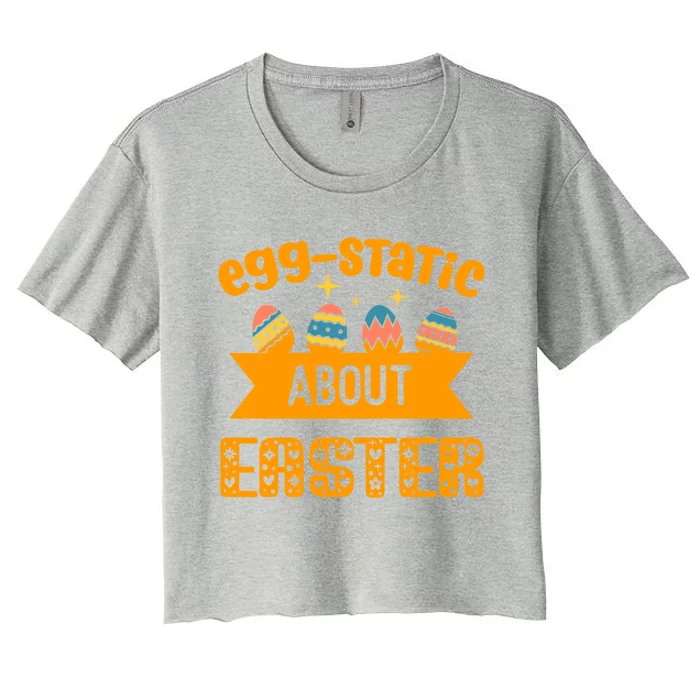 Egggiftstatic About Easter Blessings Jesus Christ Resurrection Gift Women's Crop Top Tee