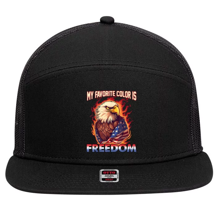 Eagle American Flag My Favorite Color Is Freedom Patriotic 7 Panel Mesh Trucker Snapback Hat