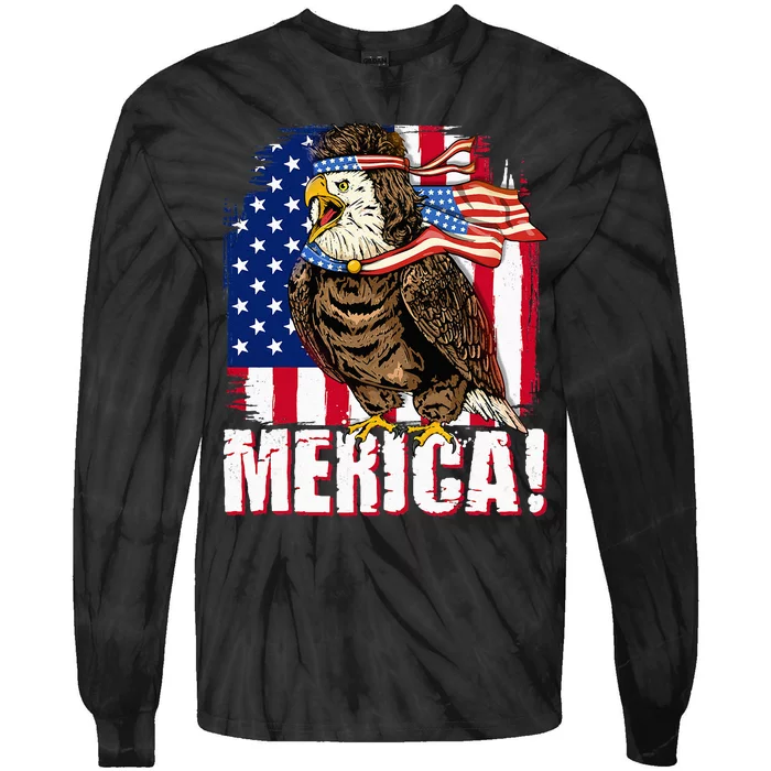 Eagle American Flag USA Flag Mullet Eagle 4th of July Merica Tie-Dye Long Sleeve Shirt