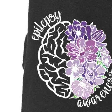 Epilepsy Awareness Floral Neurodiversity Doggie 3-End Fleece Hoodie