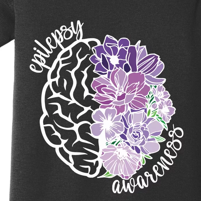 Epilepsy Awareness Floral Neurodiversity Baby Bodysuit