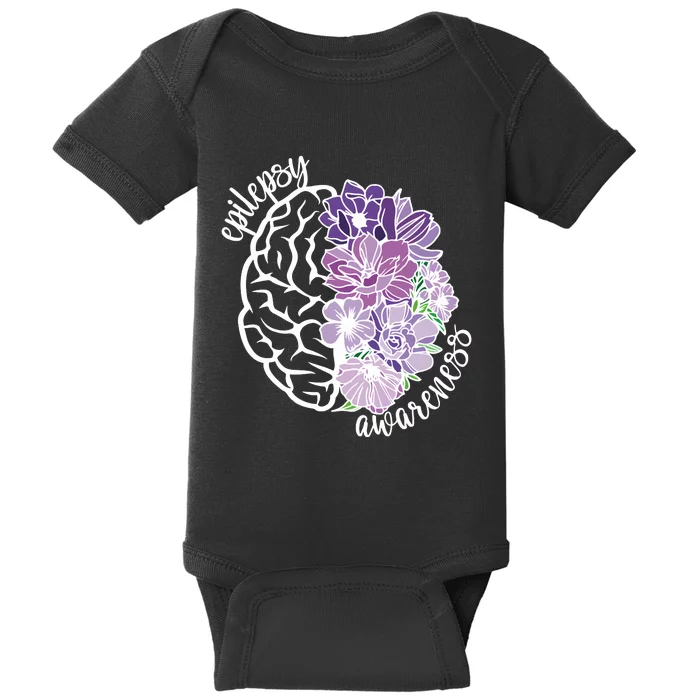 Epilepsy Awareness Floral Neurodiversity Baby Bodysuit