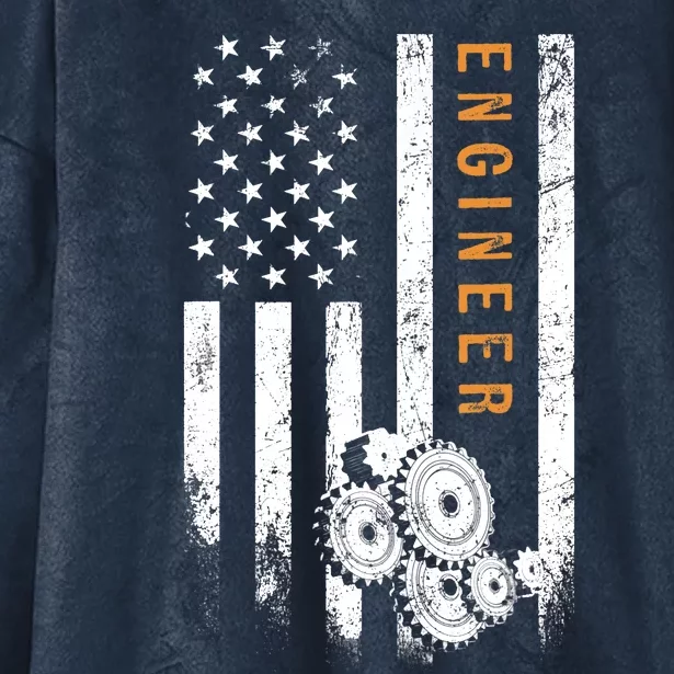 Engineer American Flag Design Engineering Hooded Wearable Blanket