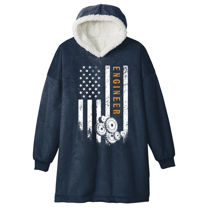 Engineer American Flag Design Engineering Hooded Wearable Blanket