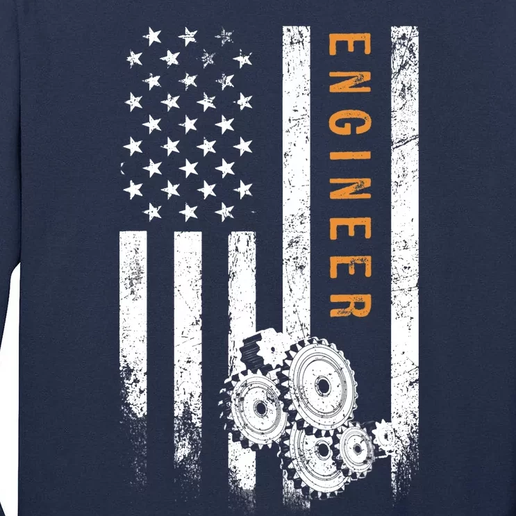 Engineer American Flag Design Engineering Tall Long Sleeve T-Shirt