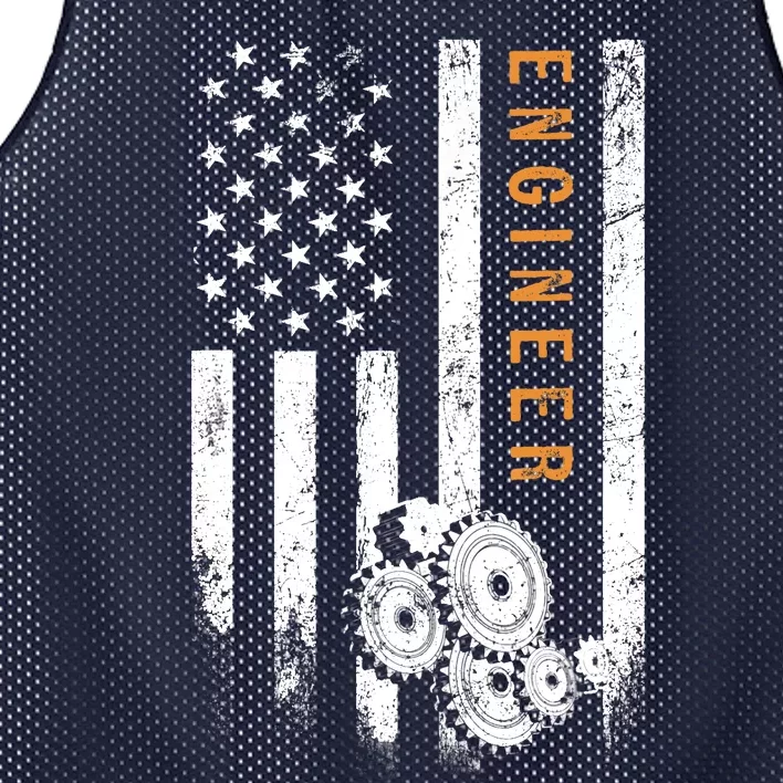 Engineer American Flag Design Engineering Mesh Reversible Basketball Jersey Tank