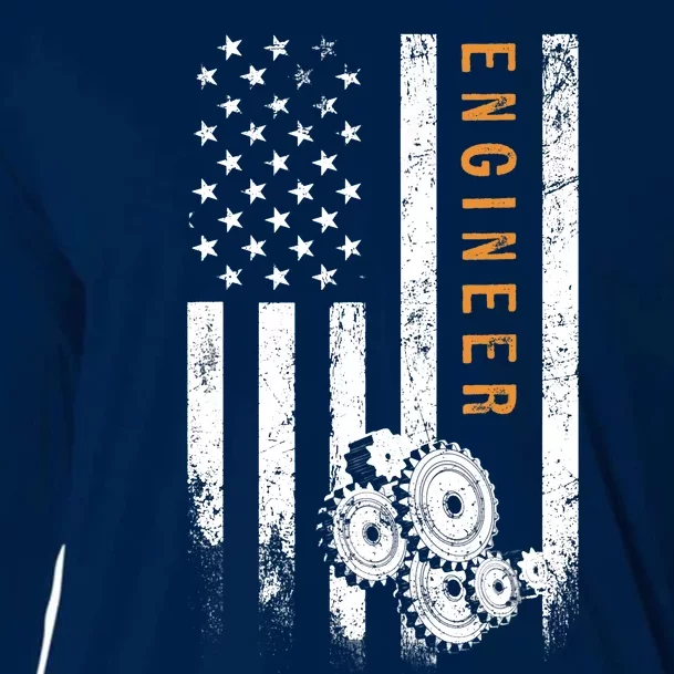 Engineer American Flag Design Engineering Cooling Performance Long Sleeve Crew