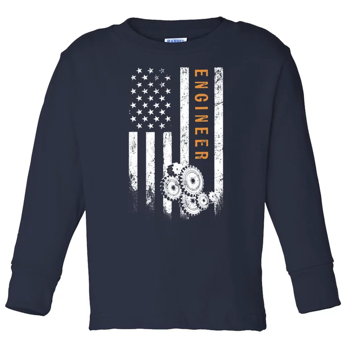 Engineer American Flag Design Engineering Toddler Long Sleeve Shirt