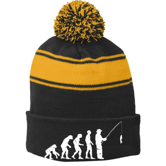 Evolution Angler Fly Fishing Bait Cool Fisherman Gift Stripe Pom Pom Beanie