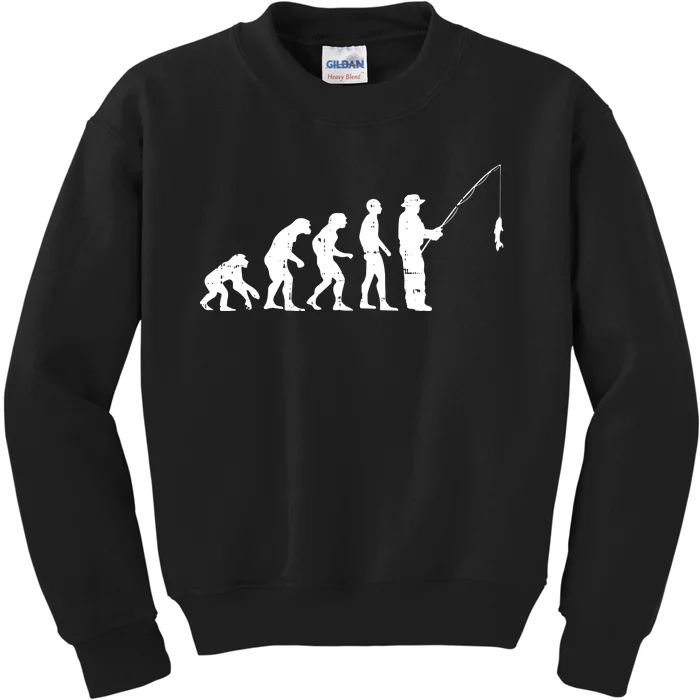 Evolution Angler Fly Fishing Bait Cool Fisherman Gift Kids Sweatshirt