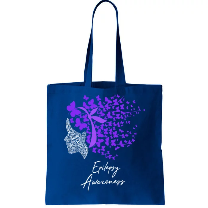 Epilepsy Awareness Funny Gift Purple Butterflies Cool Gift Tote Bag