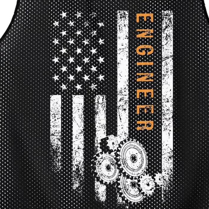 Engineer American Flag Design Engineering Mesh Reversible Basketball Jersey Tank