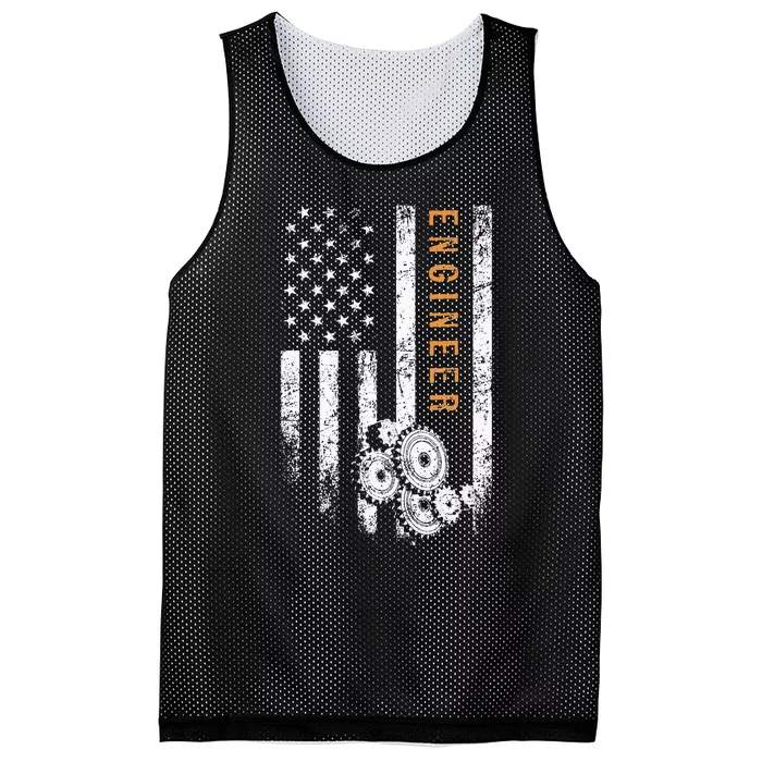 Engineer American Flag Design Engineering Mesh Reversible Basketball Jersey Tank